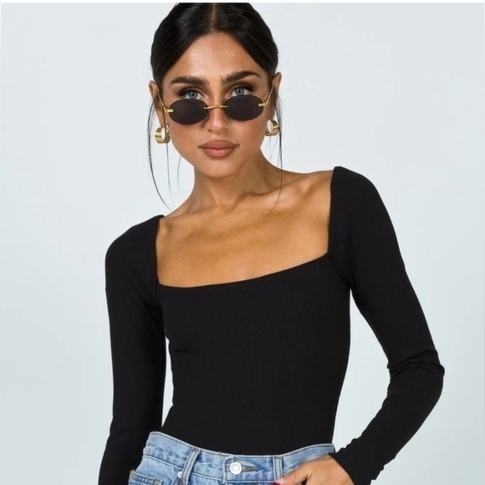 Princess Polly CHARLOTTE BODYSUIT BLACK bodysuit black